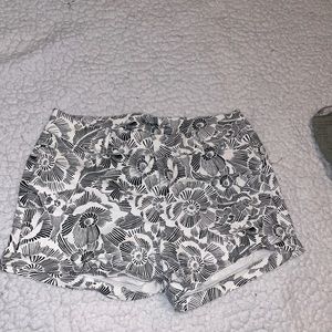 Black and white flower shorts.
